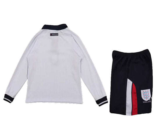 England 1998 Umbro Kids Home Kit - White - Long Sleeve - Inc Socks