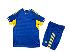 Leeds 25/26 Adidas Kids Away Kit - Blue & Yellow - Inc Socks