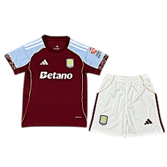 Aston Villa 25/26 Adidas Kids Home Kit - Claret & Blue - Inc Socks