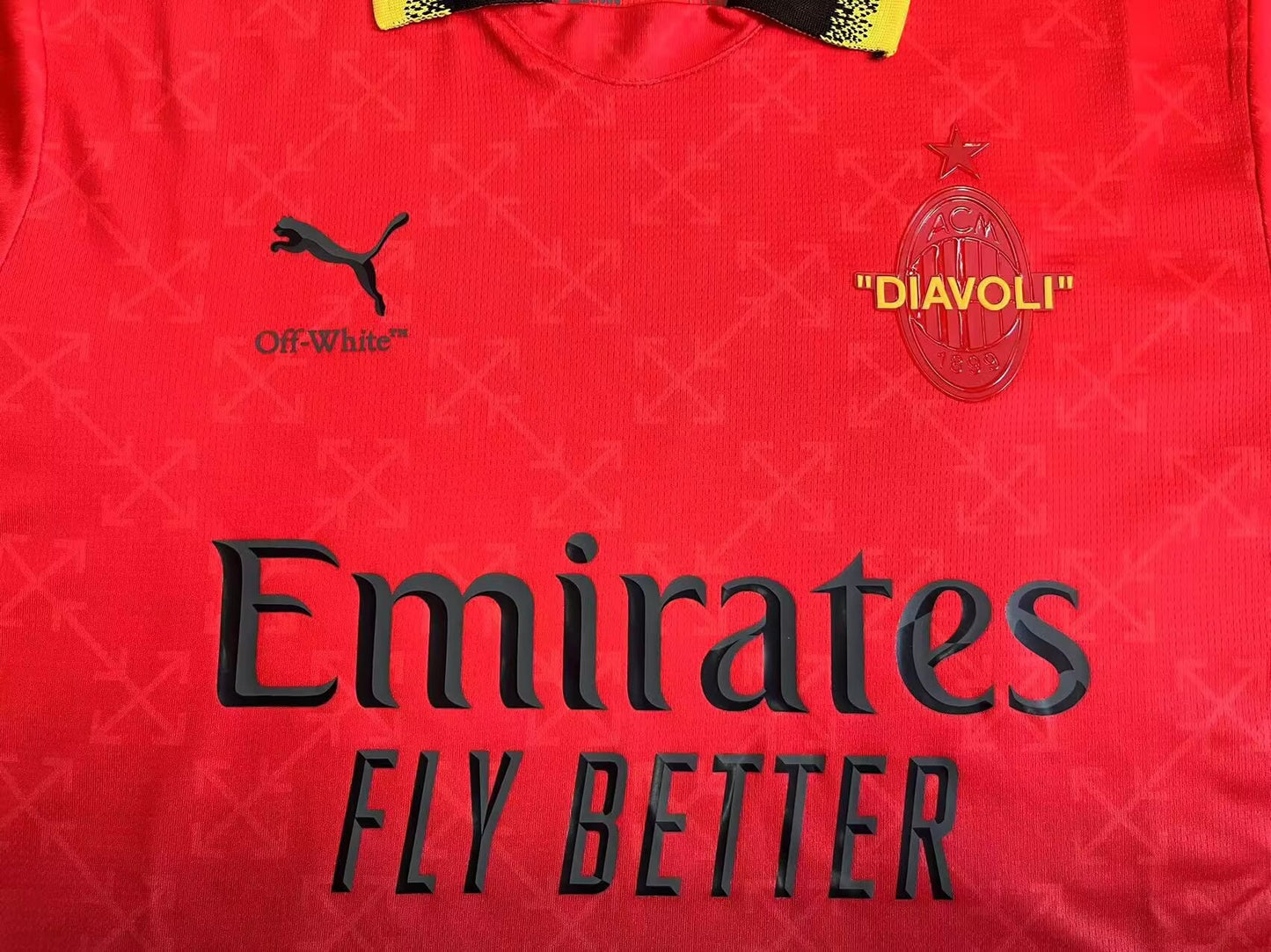 AC Milan Puma x Off White Collaboration Jersey - Fan Version
