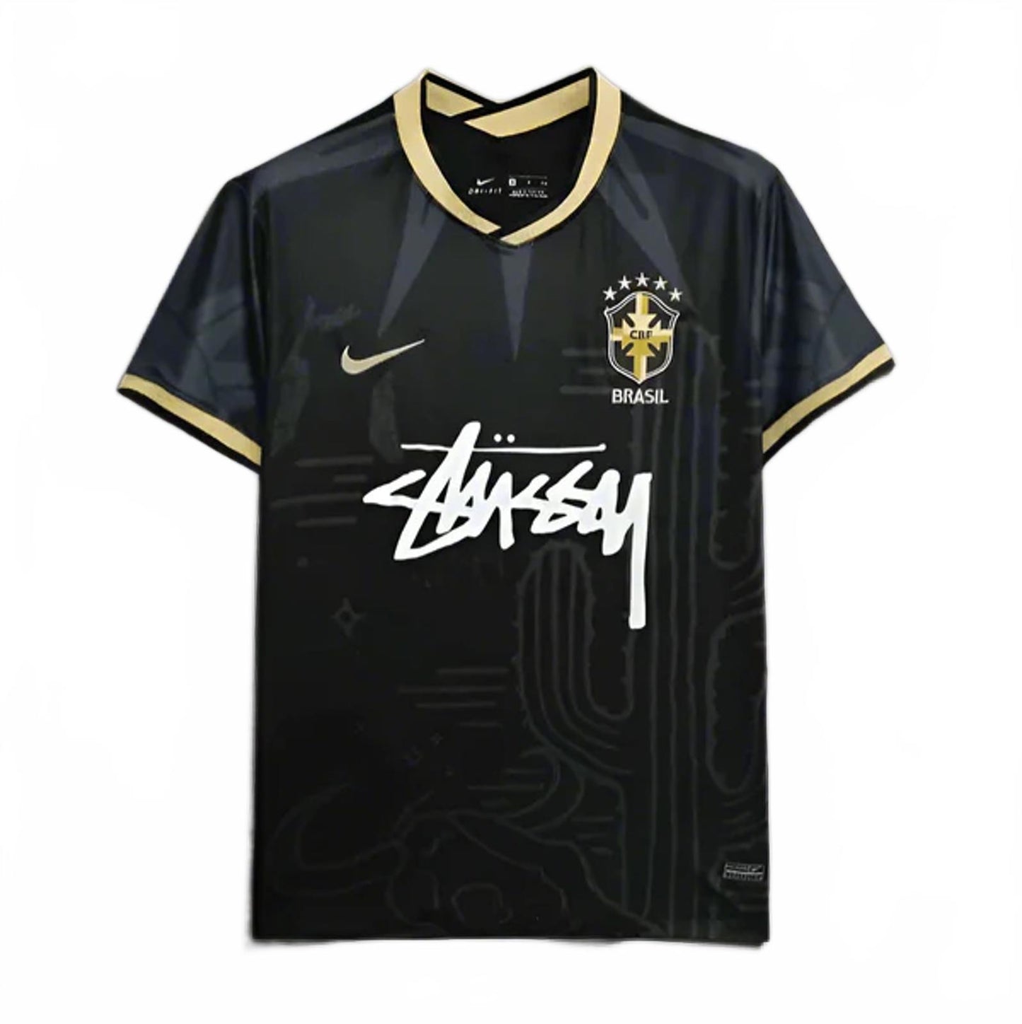 Brazil x Stüssy Nike Fashion Collab Concept Jersey - Black & Gold - Size Large