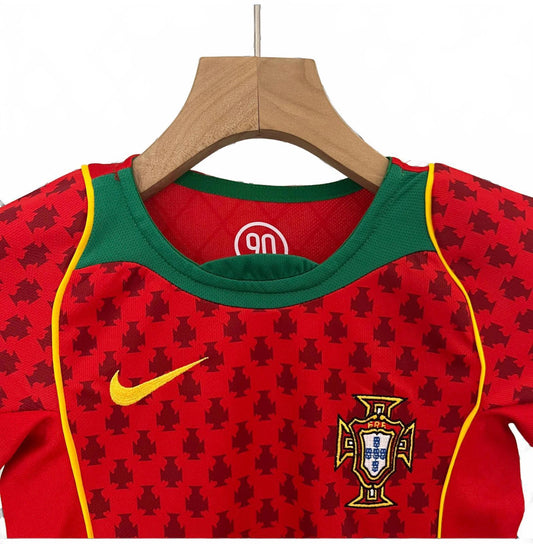 Portugal 2004 Nike Retro Kids Home Kit - Red & Green - Inc Socks