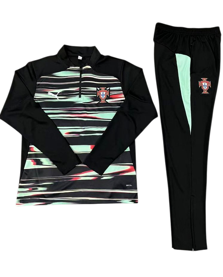 Portugal 25/26 Puma Kids Tracksuit – Black & Mint