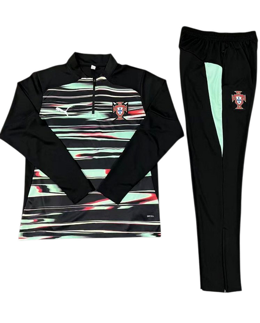 Portugal 25/26 Puma Kids Tracksuit – Black & Mint