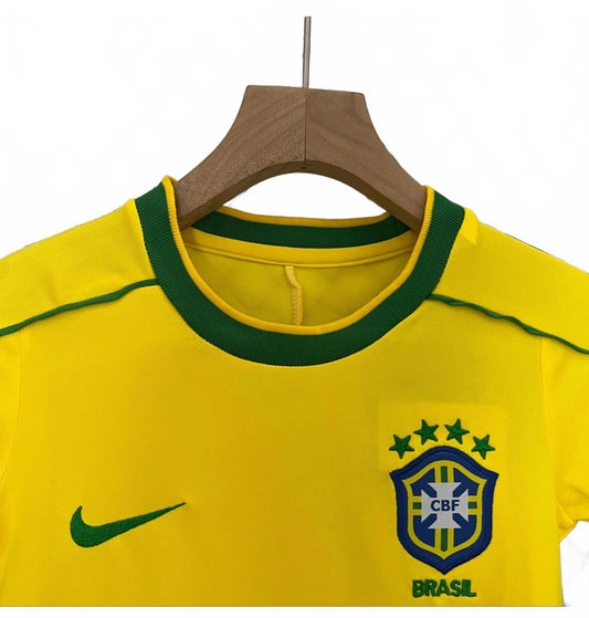 Brazil 1998 Kids Nike Home Kit - Yellow & Blue - Inc Socks