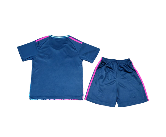 Real Madrid 25/26 Adidas Kids Special Edition Kit - Navy & Pink - Inc Socks