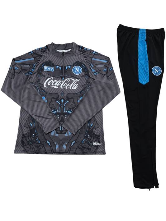 Napoli 25/26 EA7 Kids Tracksuit – Black & Blue Graphic Design