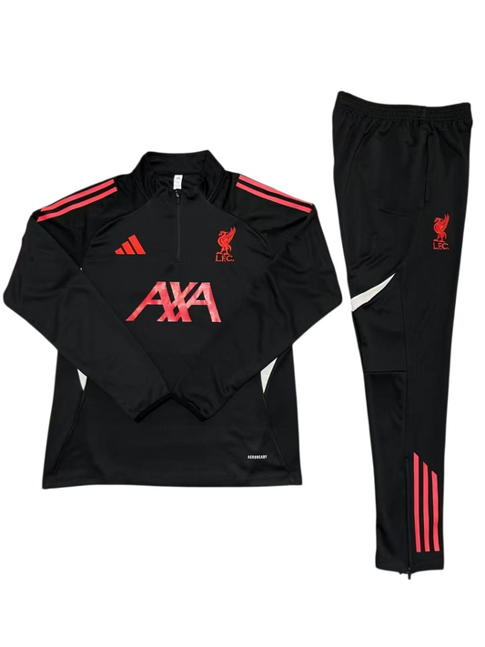 Liverpool 25/26 Adidas Kids Tracksuit – Black & Red