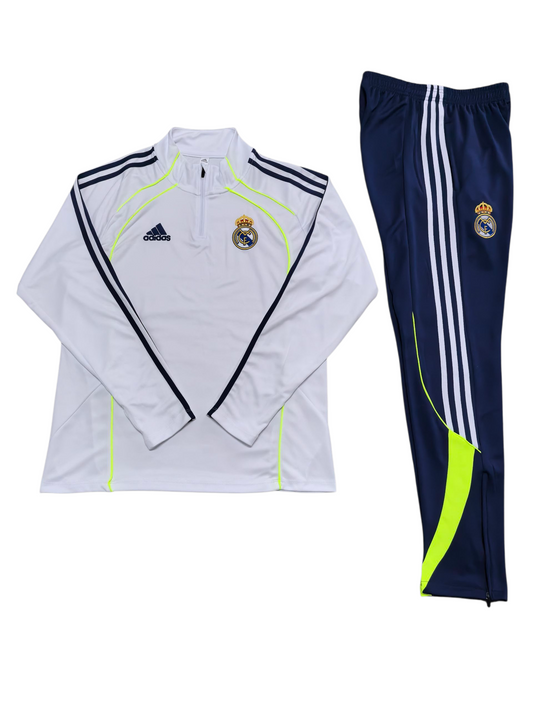 Real Madrid 25/26 Adidas Kids Tracksuit – White & Navy