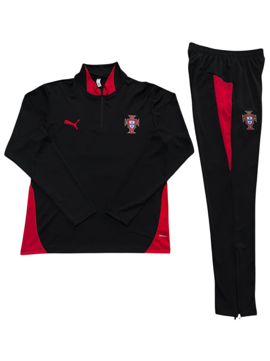 Portugal 25/26 Puma Kids Tracksuit – Black & Red
