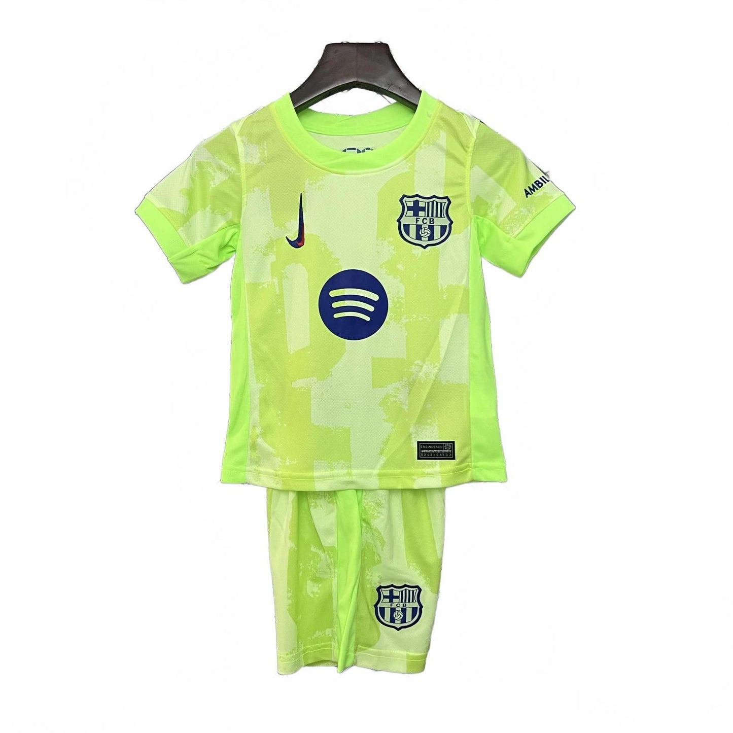 Barcelona 25/26 Nike Kids Kit - Neon Green - Inc Socks