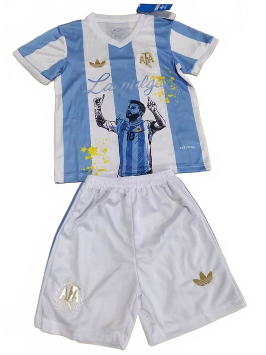 Argentina 25/26 Adidas Kids Home Kit - Messi - Inc Socks