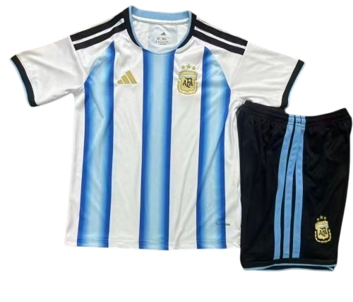 Argentina 25/26 Adidas Kids Home Kit - White & Blue - Inc Socks