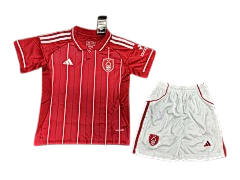 Nottingham Forest 25/26 Adidas Kids Home Kit - Red - Inc Socks