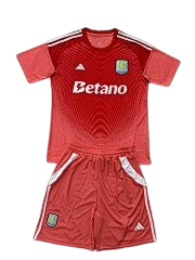 Aston Villa 25/26 Adidas Kids Goalkeeper Kit - Red - Inc Socks