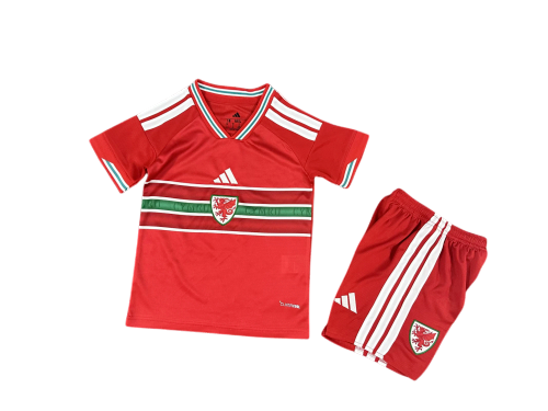 Wales 25/26 Adidas Kids Home Kit - Red - Inc Socks