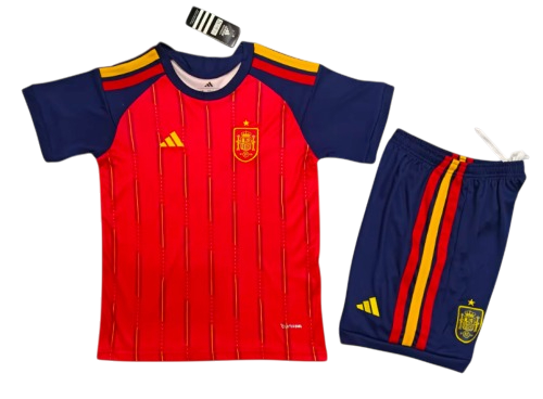 Spain 25/26 Adidas Kids Home Kit - Red & Blue - Inc Socks