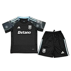 Aston Villa 25/26 Adidas Kids Goalkeeper Kit - Black - Inc Socks