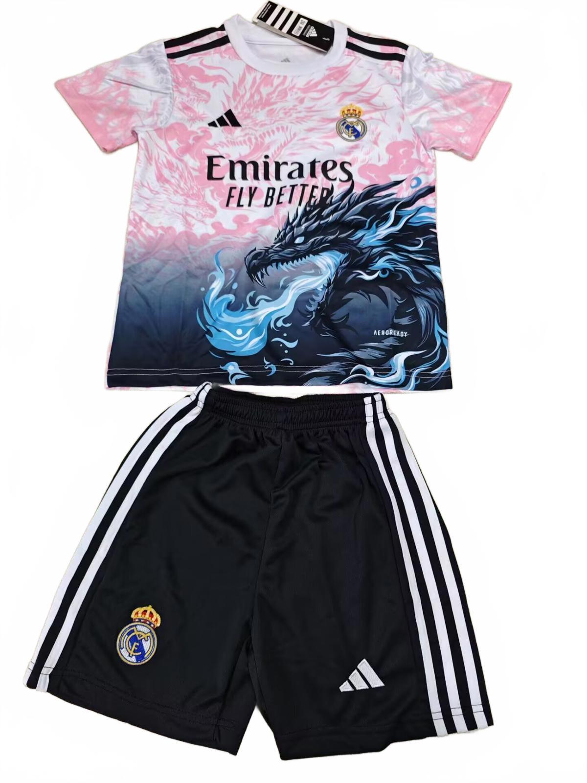 Real Madrid 25/26 Adidas Kids Dragon Kit - Pink - Inc Socks