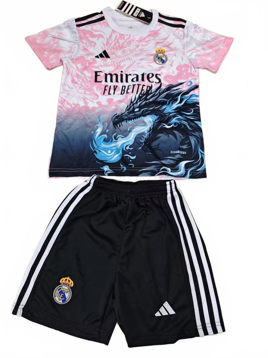 Real Madrid 25/26 Adidas Kids Dragon Kit - Pink - Inc Socks