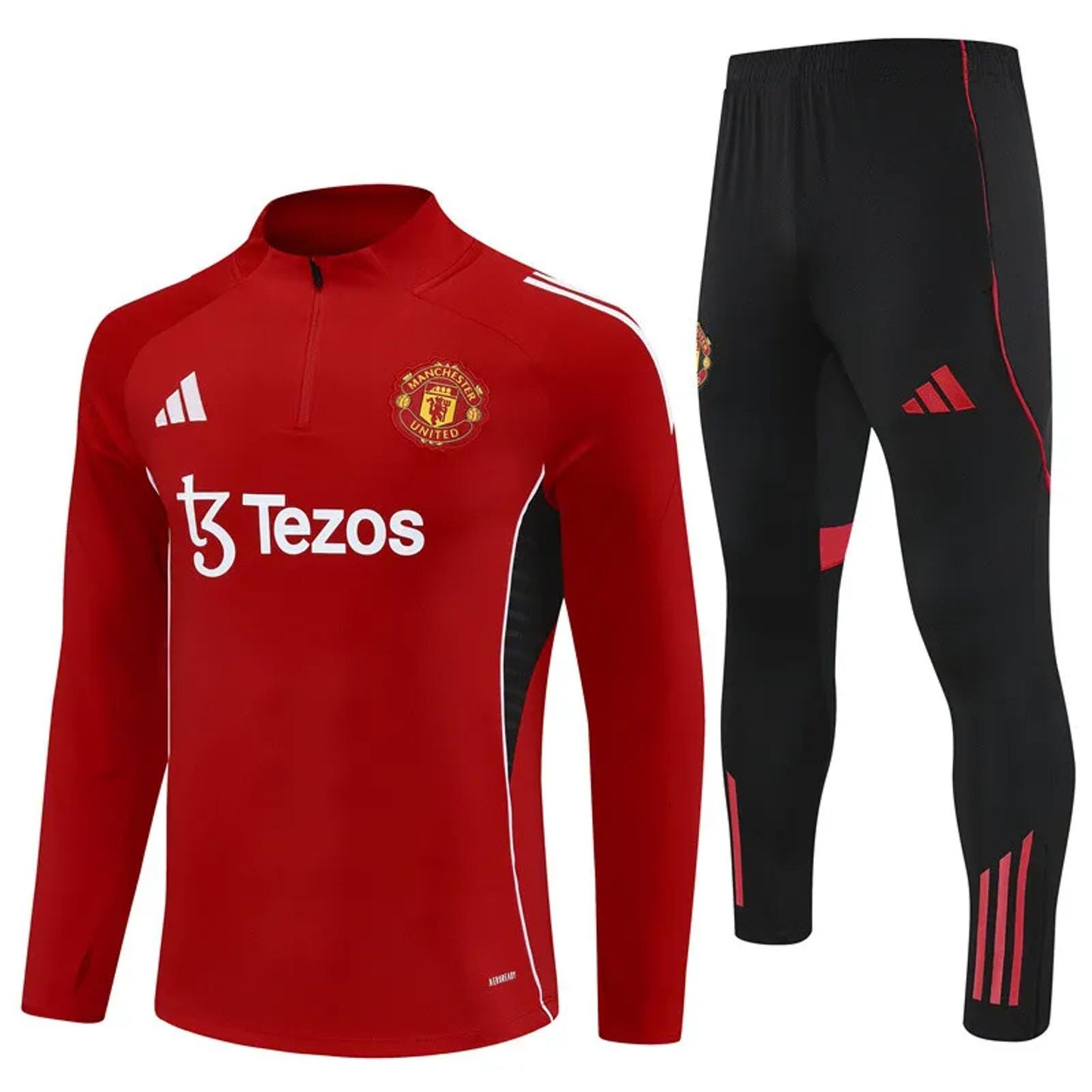 Manchester United 25/26 Kids Adidas Tracksuit - Red & Black