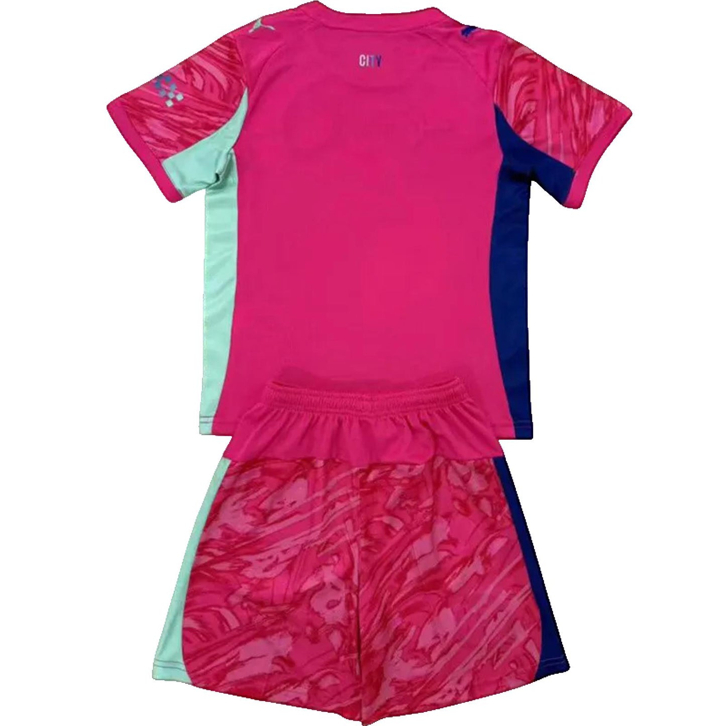 Manchester City 25/26 Puma Kids Goalkeeper Kit - Pink - Inc Socks