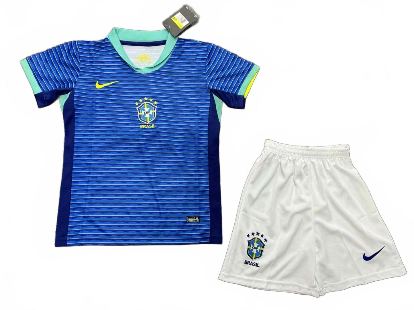 Brazil 2024 Nike Kids Away Kit - Blue - Inc Socks