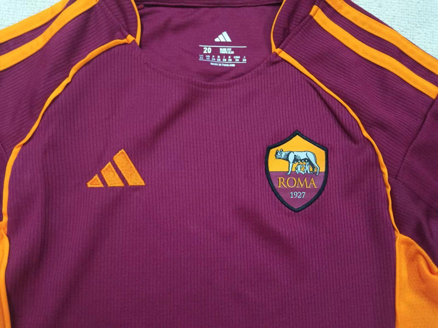 Roma 25/26 Adidas Kids Home Kit - Dark Red - Inc Socks