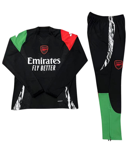 Arsenal Adidas Kids Tracksuit - Black, Red & Green
