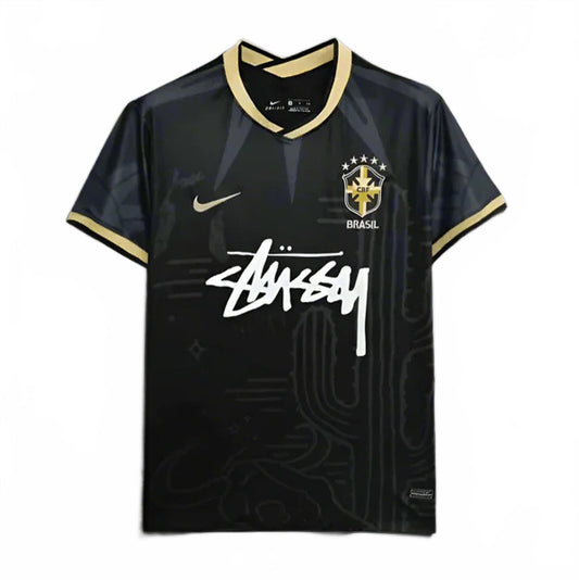 Brazil x Stüssy Nike Fashion Collab Concept Jersey - Black & Gold - Size Large