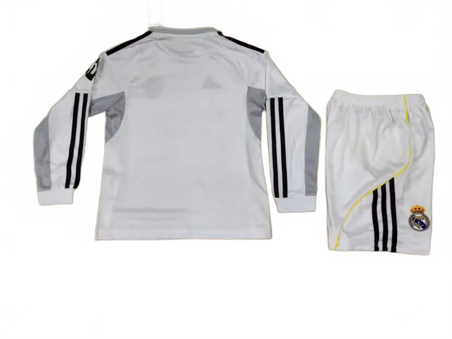 Real Madrid 25/26 Adidas Kids Long Sleeve Home Kit - White - inc Socks