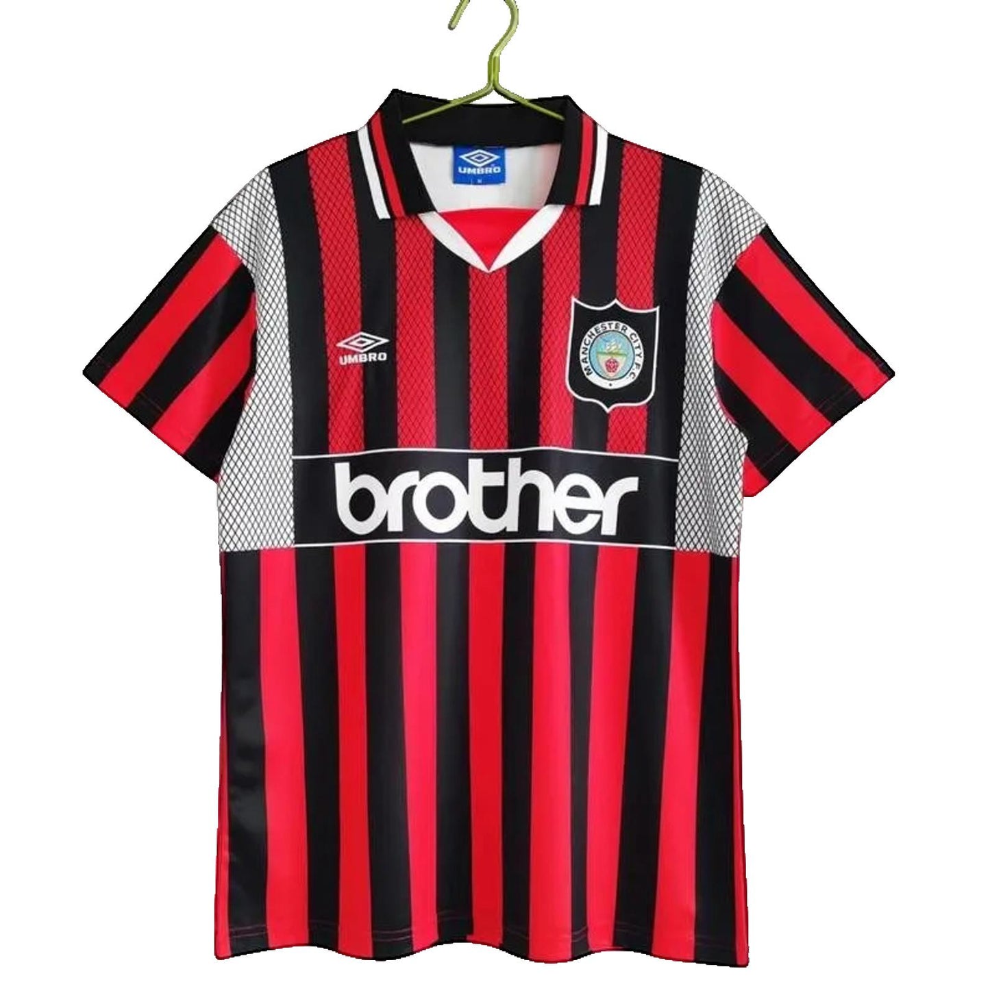 Manchester City 94/96 Umbro Retro Away Jersey - Red & Black