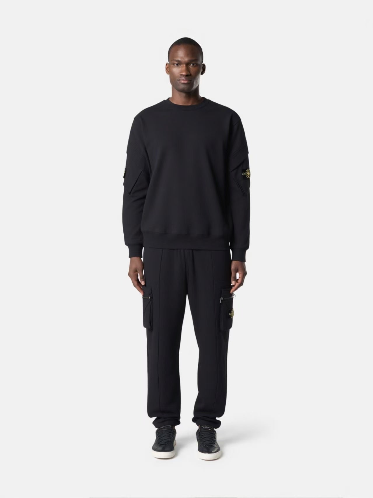 Stone Island Regular-fit Crewneck Sweatshirt in Natural Organic Cotton Fleece with Sleeve Pockets