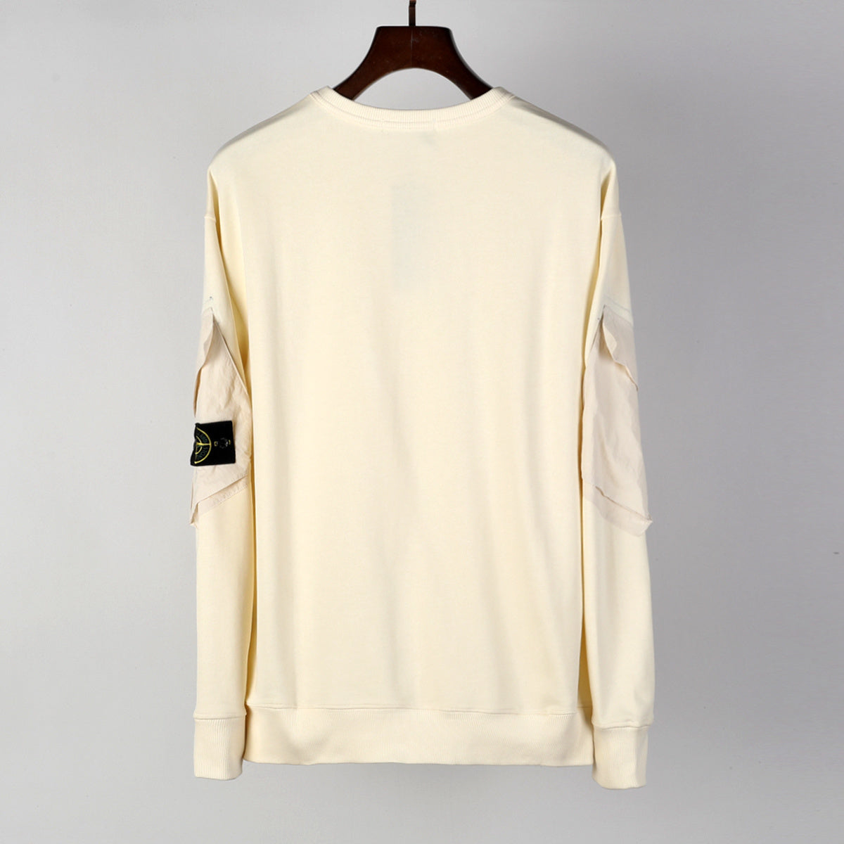 Stone Island Regular-fit Crewneck Sweatshirt in Natural Organic Cotton Fleece with Sleeve Pockets