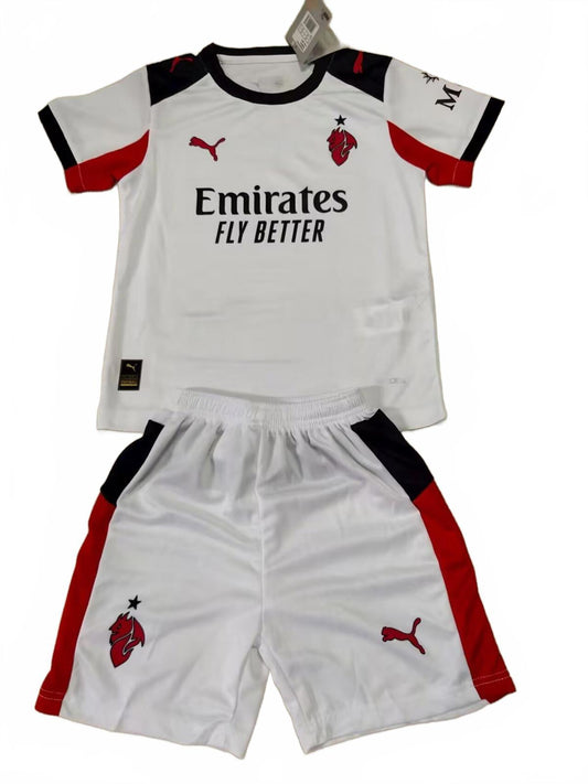 AC Milan 25/26 Puma Kids Away Kit - White - Inc Socks