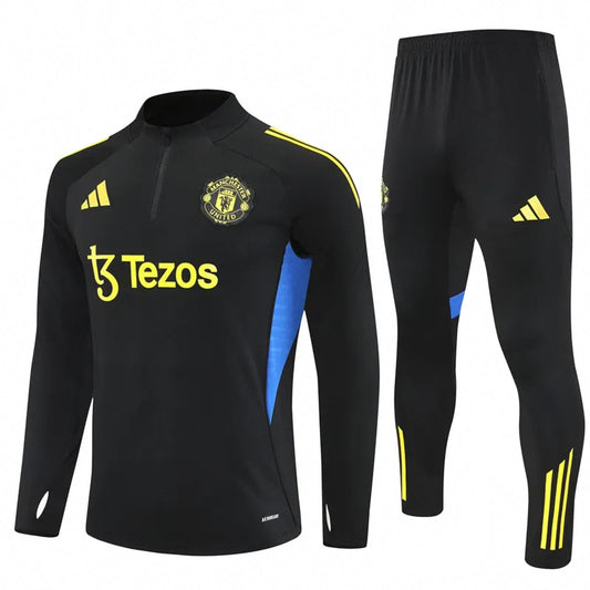 Manchester United 25/26 Adidas Tracksuit Black, Blue & Yellow