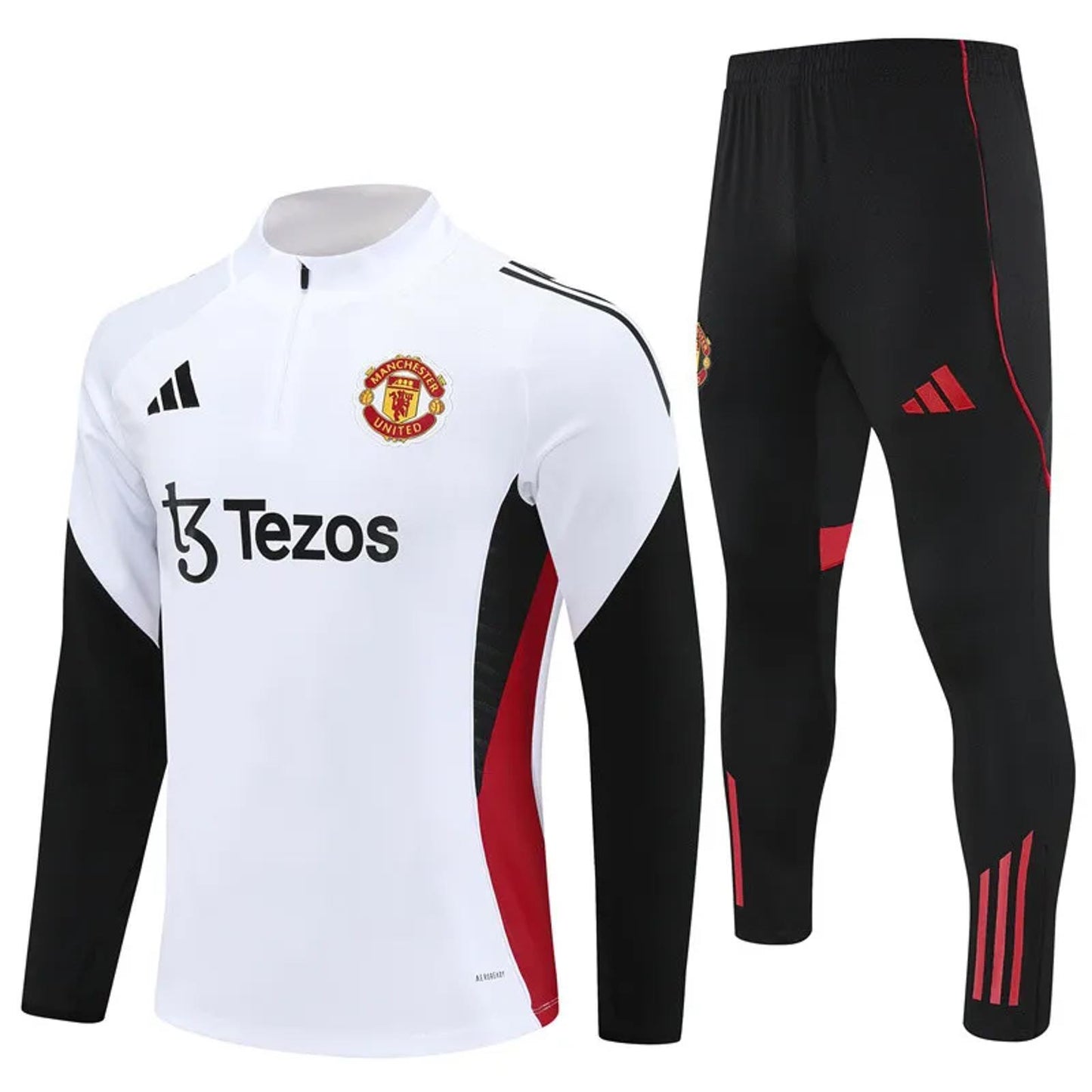 Manchester United 25/26 Kids Adidas Tracksuit - White & Black