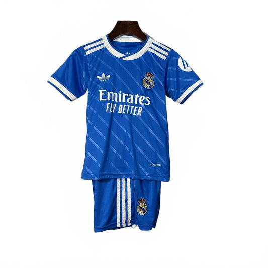 Real Madrid 25/26 Adidas Kids Third Kit - Blue - Inc Socks