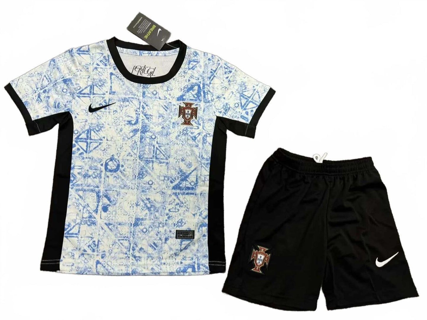 Portugal 2024 Nike Kids Away Kit - White - Inc Socks