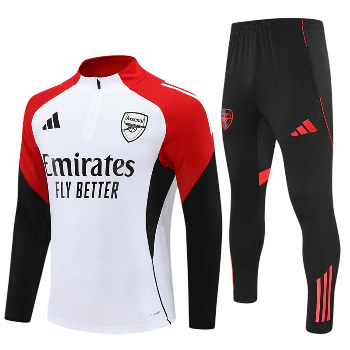 Arsenal Adidas Kids Tracksuit - White, Red & Black