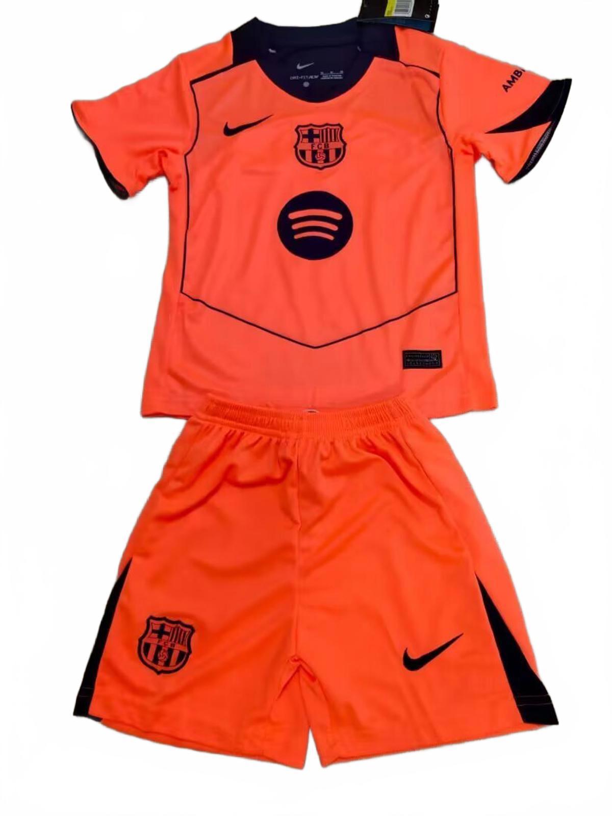 Barcelona 25/26 Nike Kids Away Kit - Orange - Inc Socks