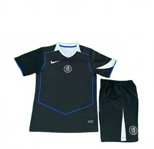 Chelsea FC 25/26 Nike Kids' Third Kit - Black - Inc Socks
