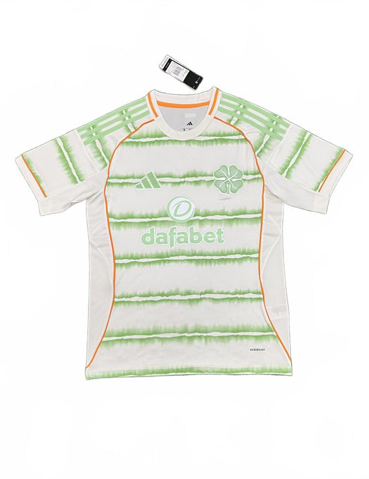 Celtic 25/26 Adidas Away Jersey - White & Lime - Fan Version