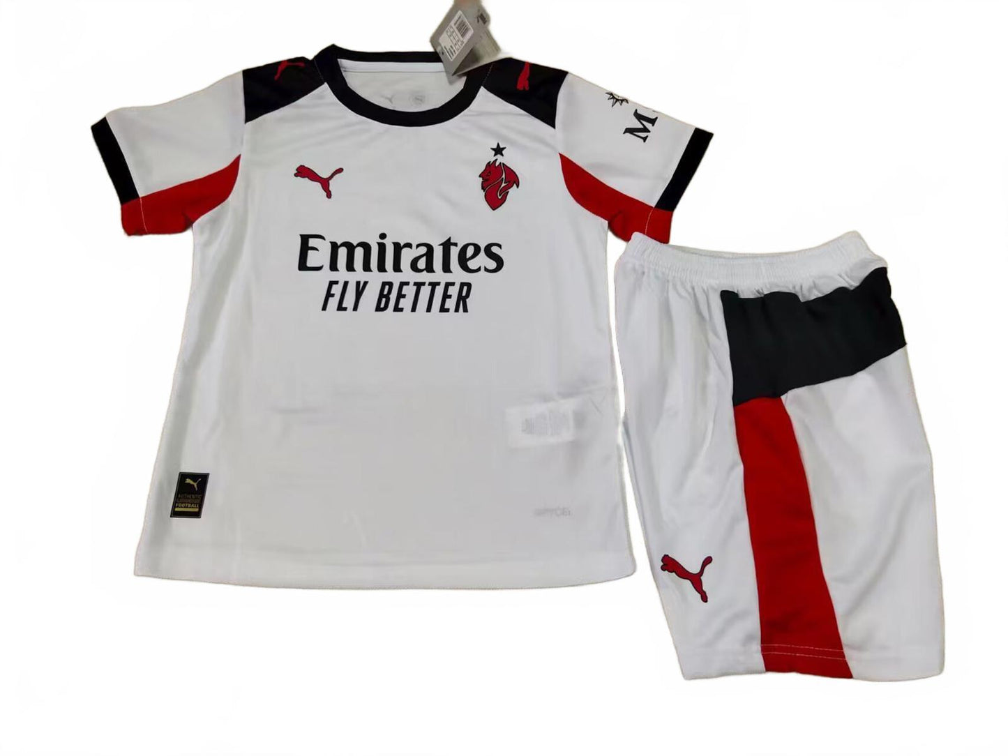 AC Milan 25/26 Puma Kids Away Kit - White - Inc Socks