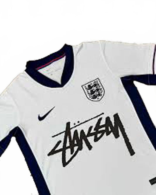 England 24/25 Stüssy Home Jersey – White & Blue  Size Medium