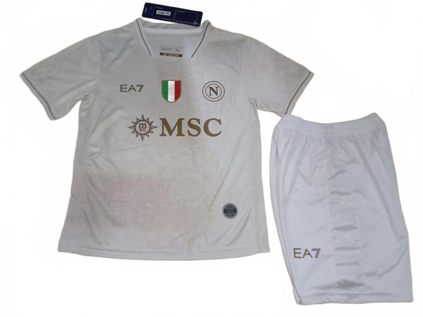 Napoli 25/26 EA7 Kids Away Kit - White - Inc Socks
