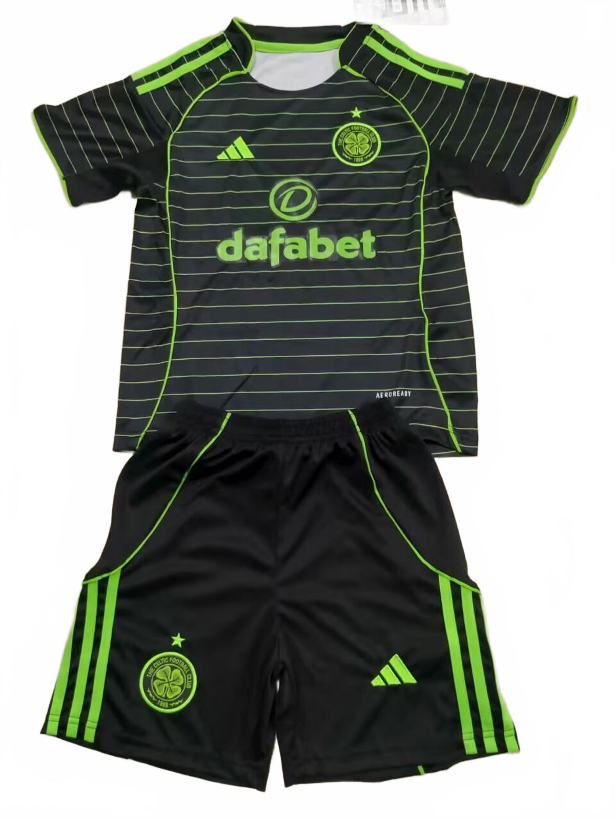 Celtic 25/26 Adidas Kids Kit - Black - Inc Socks
