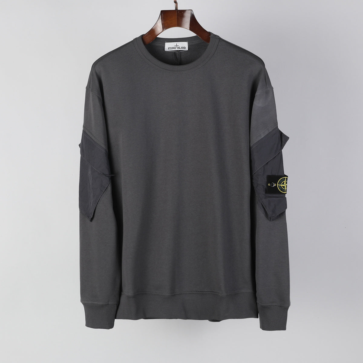 Stone Island Regular-fit Crewneck Sweatshirt in Natural Organic Cotton Fleece with Sleeve Pockets
