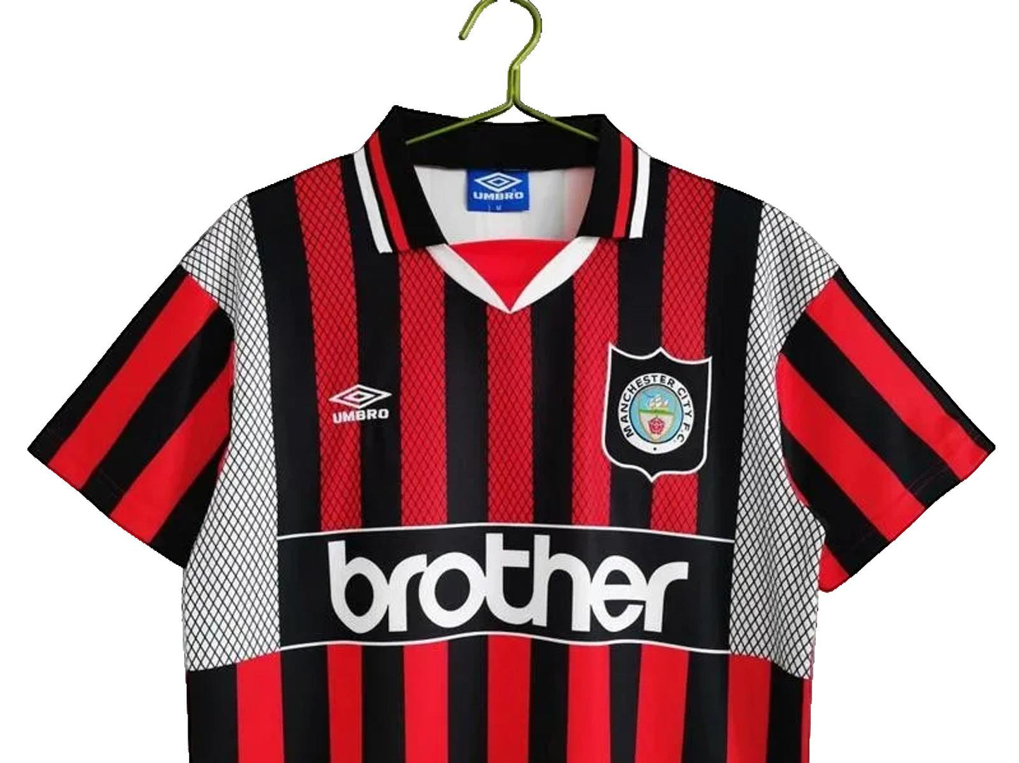 Manchester City 94/96 Umbro Retro Away Jersey - Red & Black