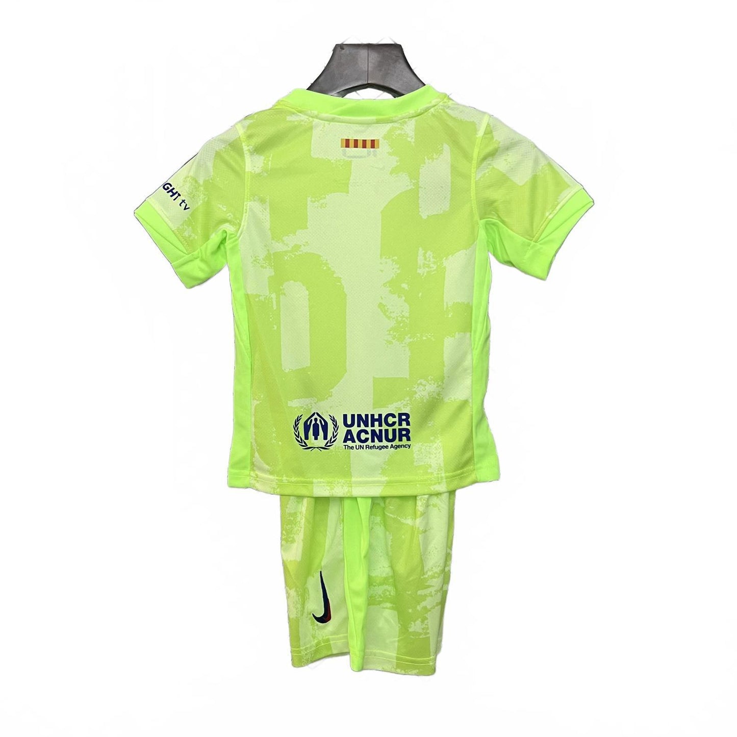Barcelona 25/26 Nike Kids Kit - Neon Green - Inc Socks